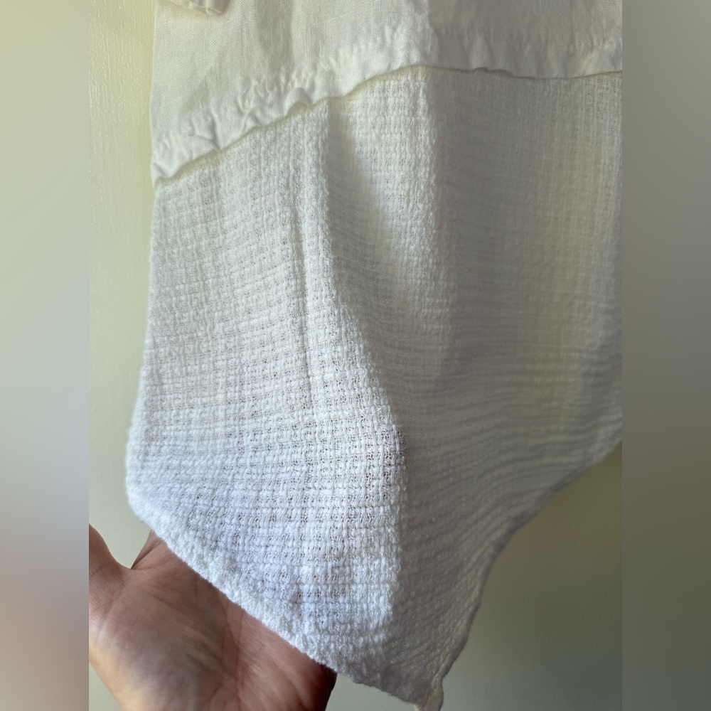 Lin Pour L’autre 100% Linen Solid White Split Hem… - image 4